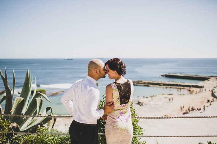 pre wedding session in castle of Forte da Cruz at Tamariz Beach in Estoril, Portugal by wedding planner como branco