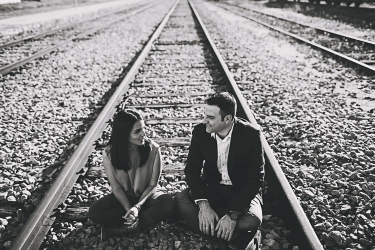 Spain countryside pre wedding on train station natural photography intimate wedding