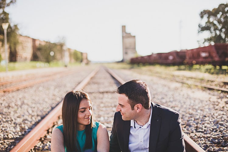 Spain countryside pre wedding on train station natural photography intimate wedding