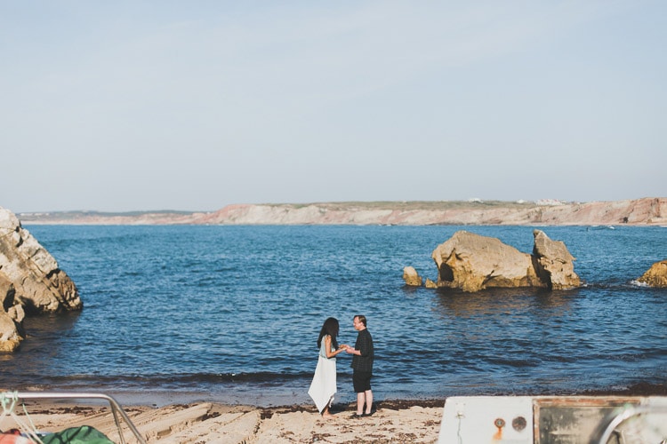 modern couple at baleal beach for pre wedding in Portugal by jesuscaballero.com obidos peniche surf