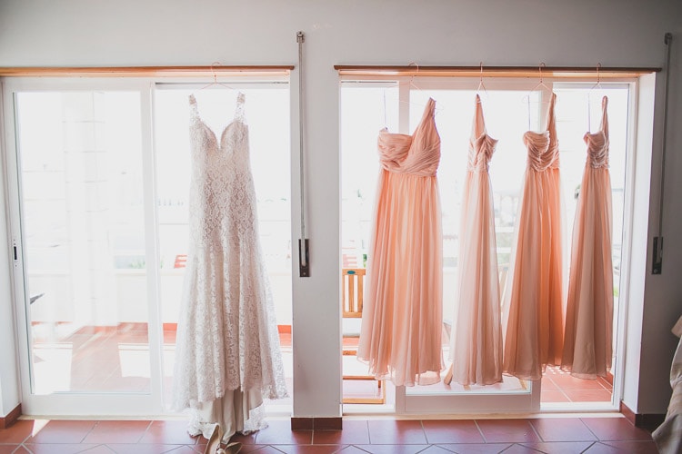 bride dress and bridesmaids gowns
