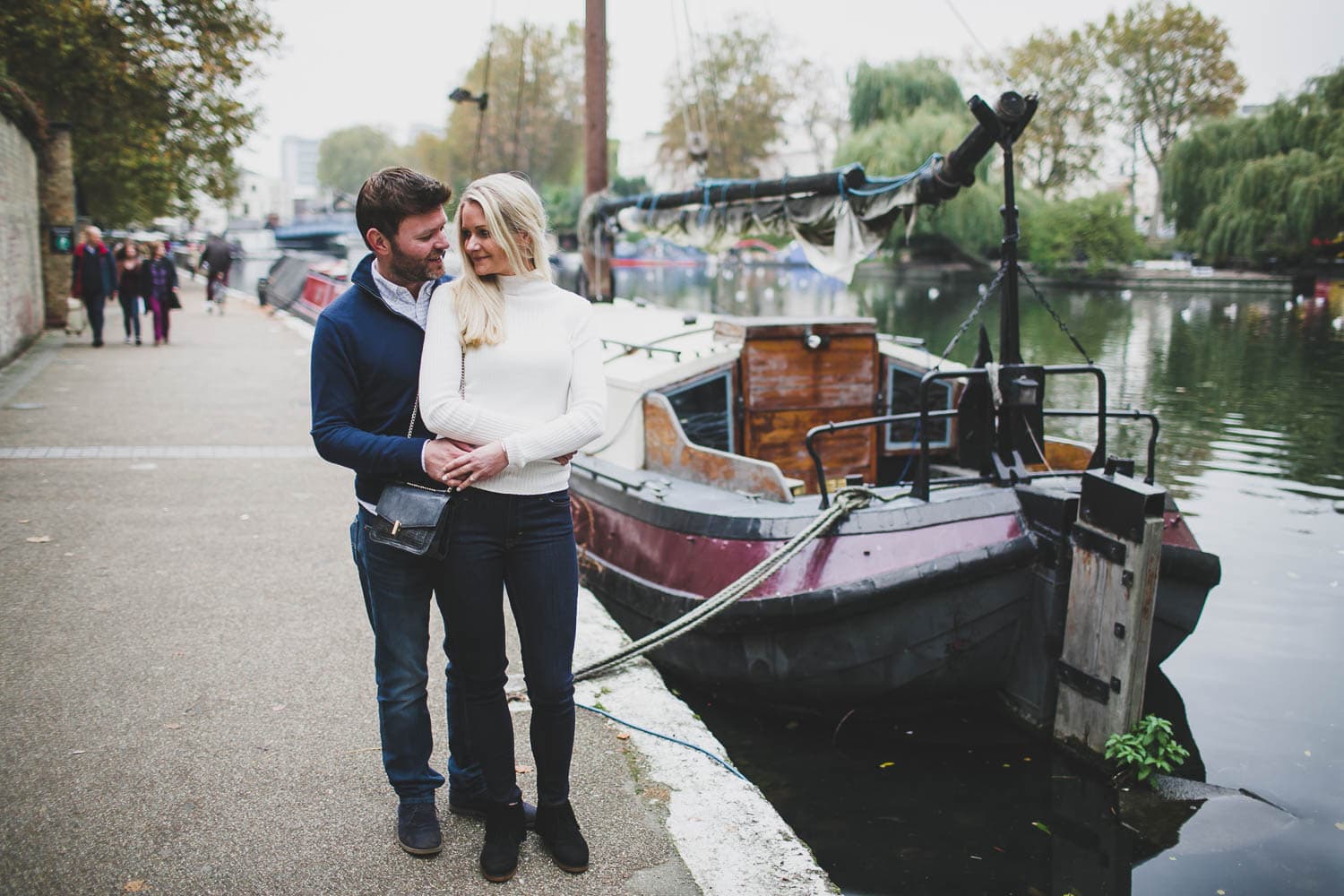 couple by boat at little venice
