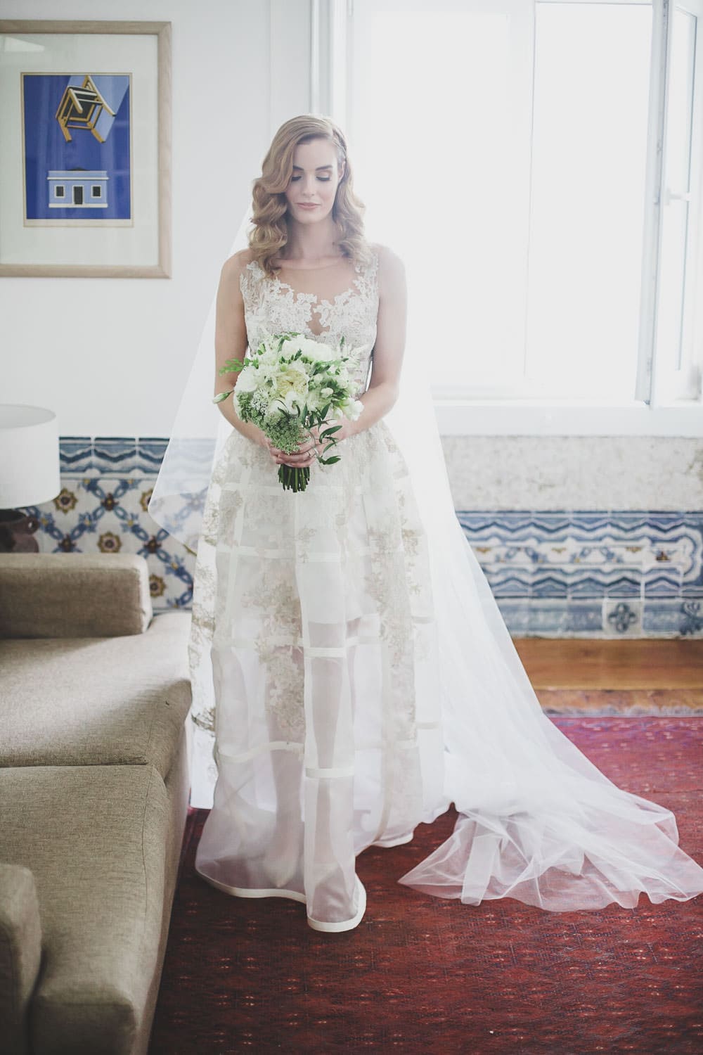 Gemy Maalouf bride dress lisbon tiles wedding