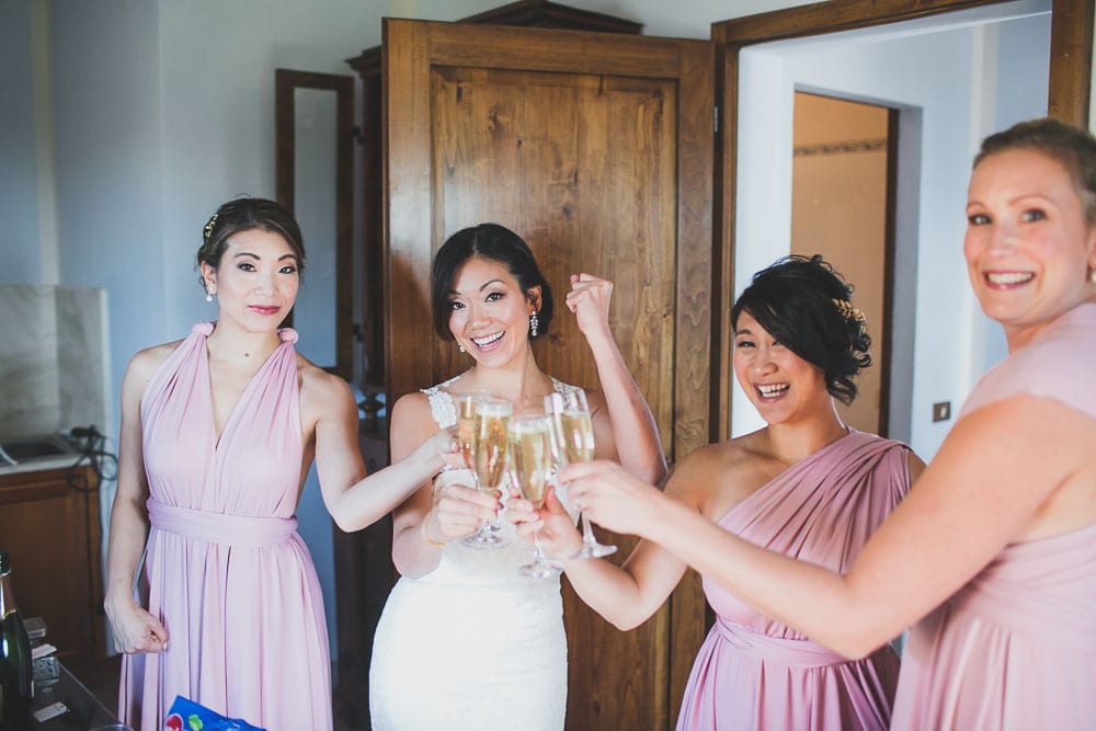 bride and bridesmaid best woman toast tuscany