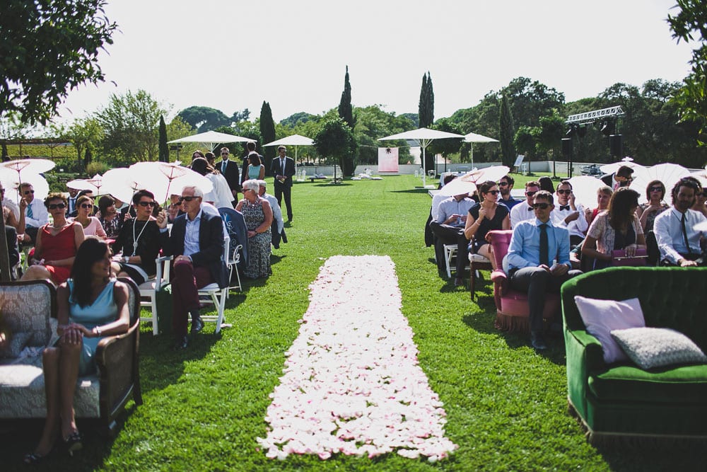 petals and guest aisle portugal wedding 