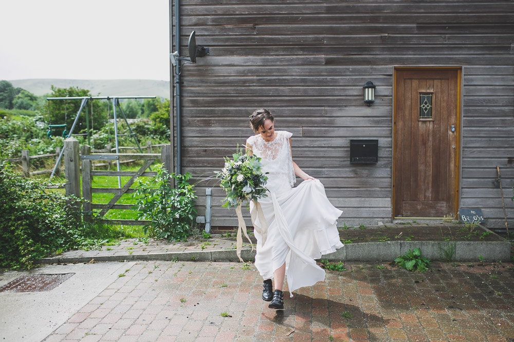 Rime Arodaky wedding dress And Black Biker Boots farm wedding sussex lewes UK jesuscaballero.com