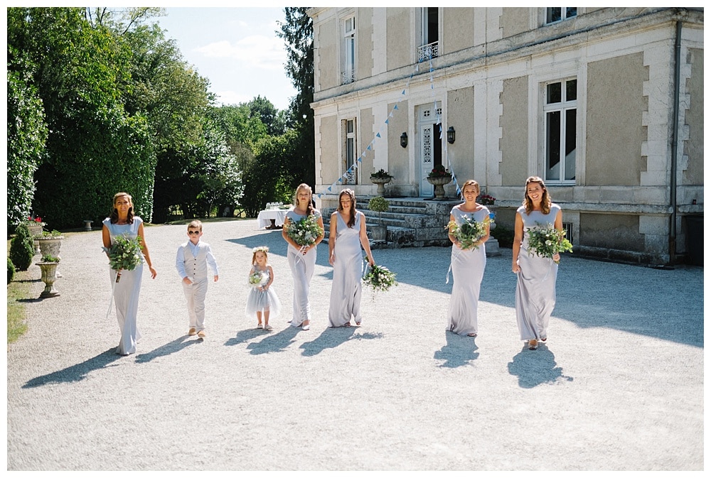 bridesmaids walking down the aisle #chateaulagauterie #chateauwedding #marryinfrance #bergerac #franceweddingphotography #dordognewedding #bergeracwedding #frenchwedding #southwestfrancewedding jesuscaballero.com