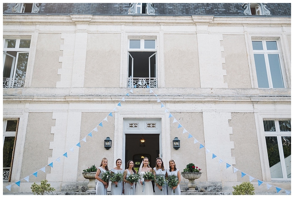 bridal party at Chateau la Gauterie boho wedding #chateaulagauterie #bridalparty #marryinfrance #bergerac #franceweddingphotography #dordognewedding #bergeracwedding #frenchwedding #southwestfrancewedding jesuscaballero.com