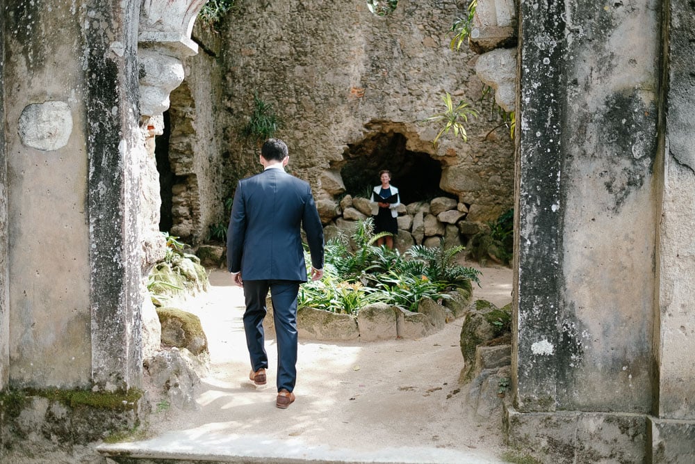 groom walking down the aisle for elopement ceremony