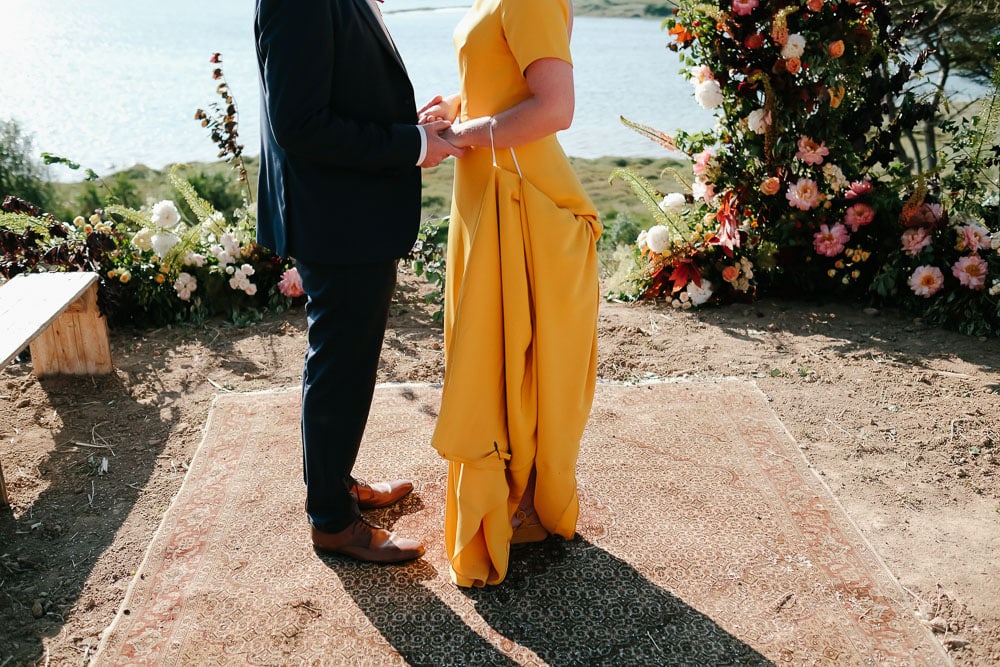 yellow elopement dress in Portugal