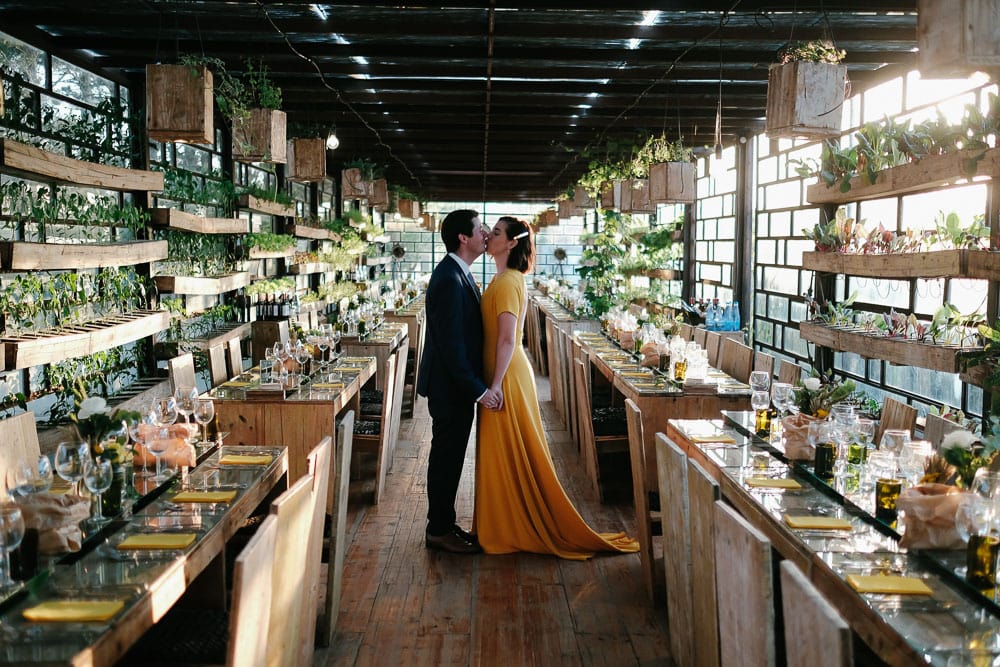 rustic wedding at rio do prado in greenhouse in Obidos #riodoprado #greenhousewedding #yellowweddingdress #yellow #elopement