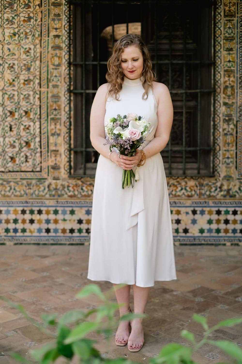 bride at the alcazares reales in seville