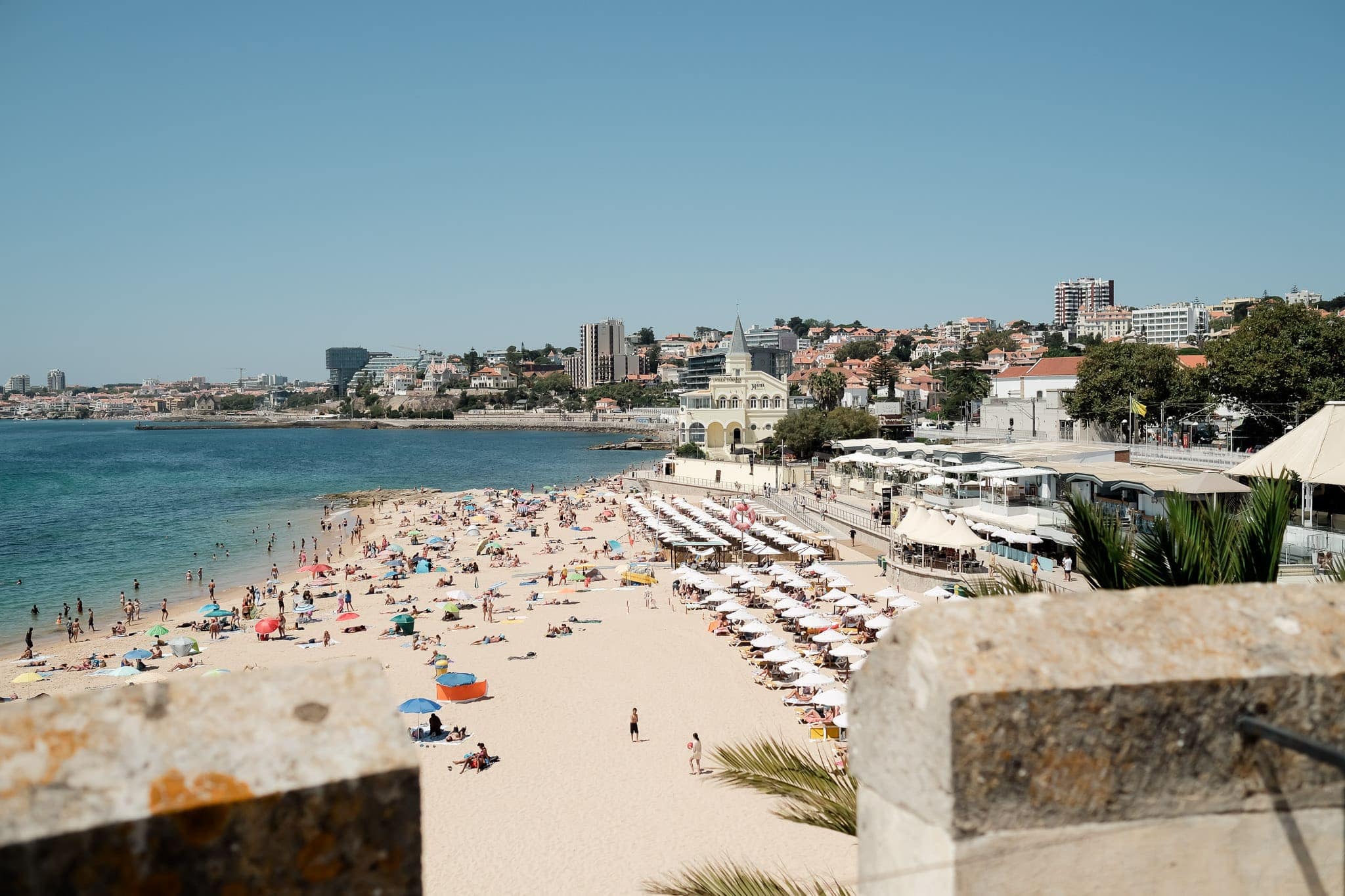 cascais coast with all the palaces and sea, sand beach from high level