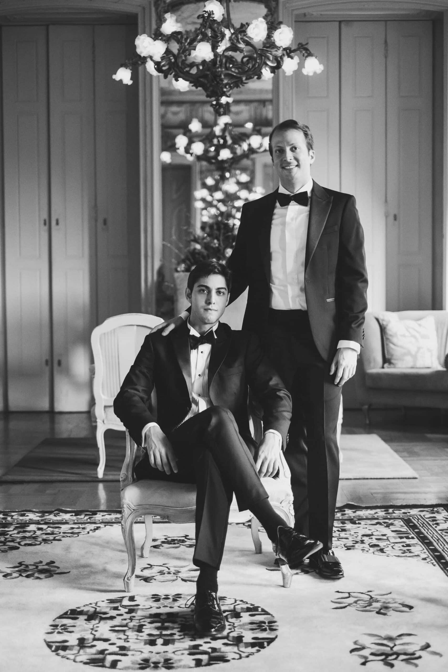 black and white portrait of same sex couple
