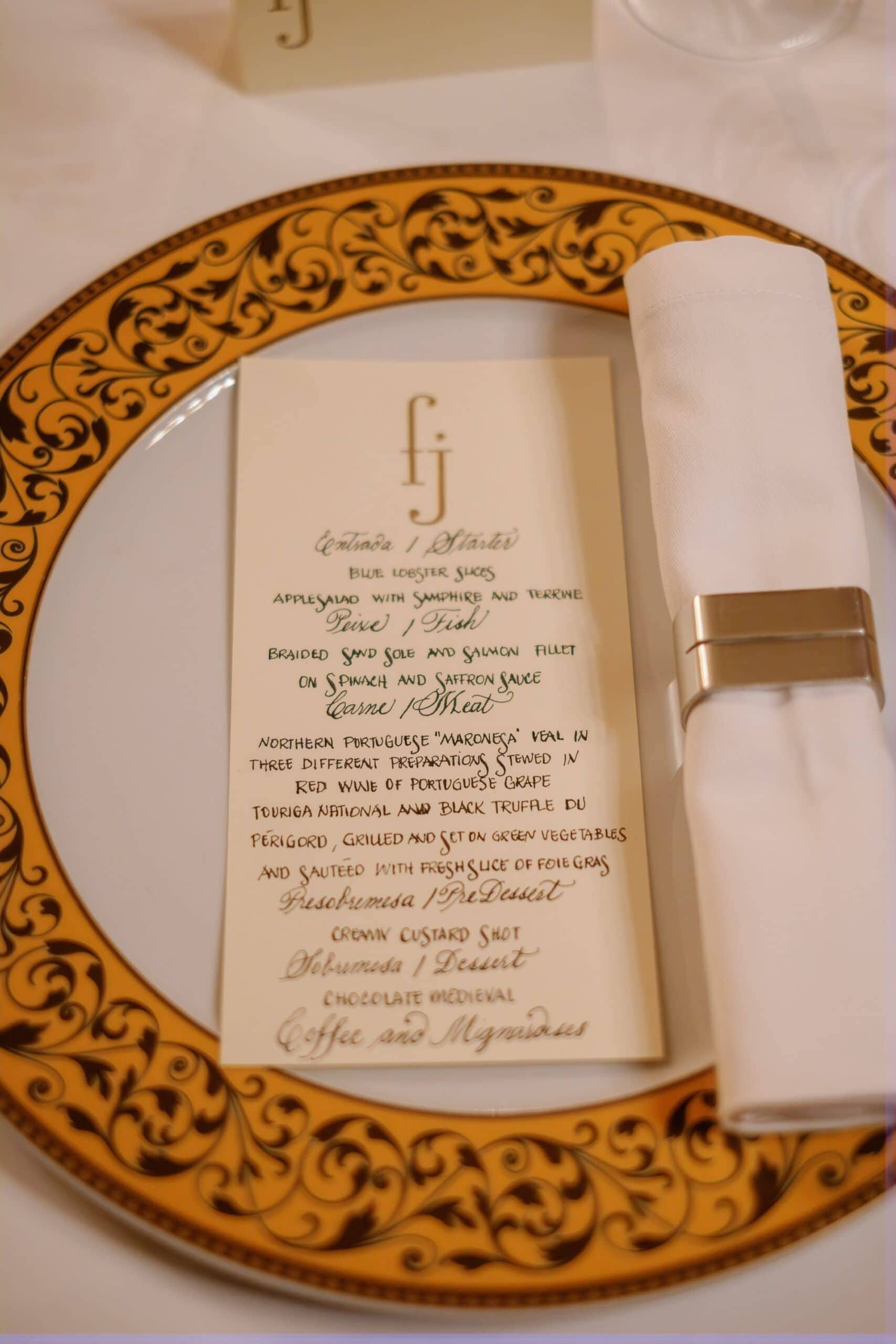 stationery wedding dinner at pestana palace